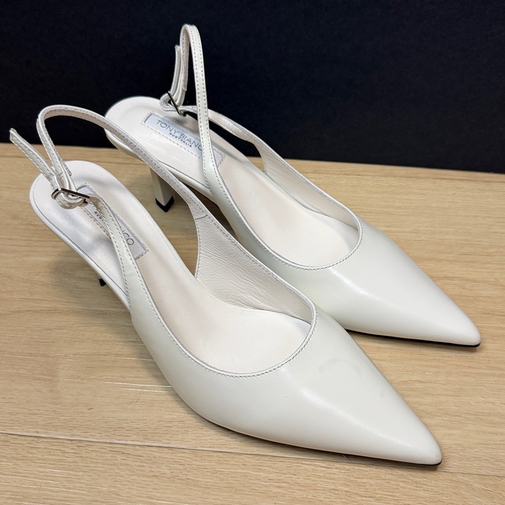 Tony Bianco Baz Pump in White Hi Shine leather heels, SIZE 8 1/2 US - Picture 2 of 7
